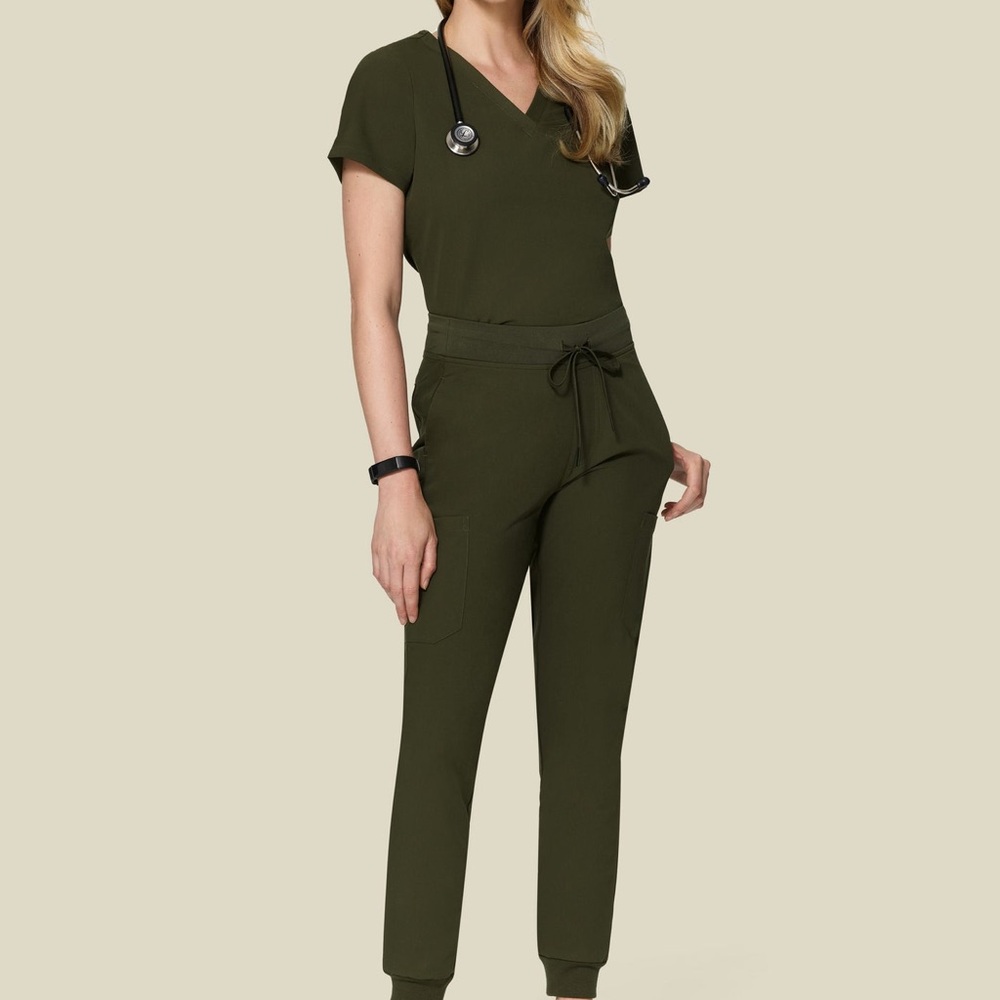 Mandala Stretchy Scrub Set in Olive Green